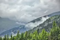 Die Berge an der Mautstelle der Großglockner Hochalpenstraße nördlich von Heiligenblut. Aufnahme: 5. August 2016.