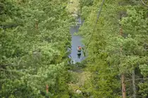 Zipline über den Wäldern von Småland. Die »Schweden Zipline« liegt nördlich von Änghultasjön bei Klavreström.
Aufnahme: 20. Juli 2017.