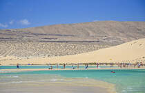 Der Strand vor Morrete de la Mareta auf der Insel Fuerteventura in Spanien. Aufnahme: 21. Oktober 2017.