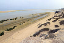 Blick auf die Nehrung südlich von Costa Calma auf der Insel Fuerteventura in Spanien. Aufnahme: 16. Oktober 2017.