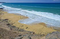 Strand südlich von Cotillo auf der Insel Fuerteventura in Spanien. Aufnahme: 18. Oktober 2017.