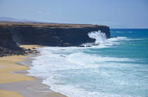Playa de Esquinzo auf der Insel Fuerteventura in Spanien. Aufnahme: 19. Oktober 2017.