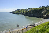 Blick auf die felsige Halbinsel von Howth. Aufnahme: 12. Mai 2018.