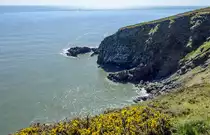 Klippen auf Howth Head - Ursprünglich eine Insel, ist Howth Head heute durch einen schmalen Landstreifen mit dem Festland verbunden. Howth Head bildet den nördlichen Abschluss der weitgespannten Sichel der Dubliner Bucht, die im Süden mit Killiney Head abschließt.
Aufnahme: 12. Mai 2018.