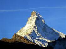 Blick aus Zermatt auf das Matterhorn, am 6. Oktober 2010 um 07:03 Uhr
