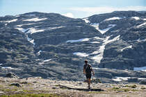 Blick auf Endanut vom Wanderweg Skjeggedal-Trolltunga in Norwegen. Aufnahme: 8. Juli 2018.