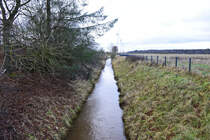 Gammelå (Gammelau) an der deutsch-dänischen Grenze nördlich von Bramstedtlund (Kreis Nordfriesland). Aufnahme: 4. Januar 2021.