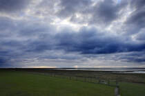 Blick auf Rickelsbüller Koog an der deutsch-dänischen Grenze (Kreis Südtondern). Aufnahme: 4. Januar 2021.