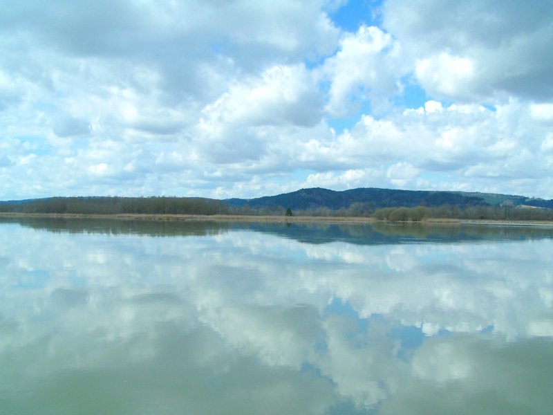 Wolkenspiegelung im Inn, Nahe Frauenstein 2006-04-03